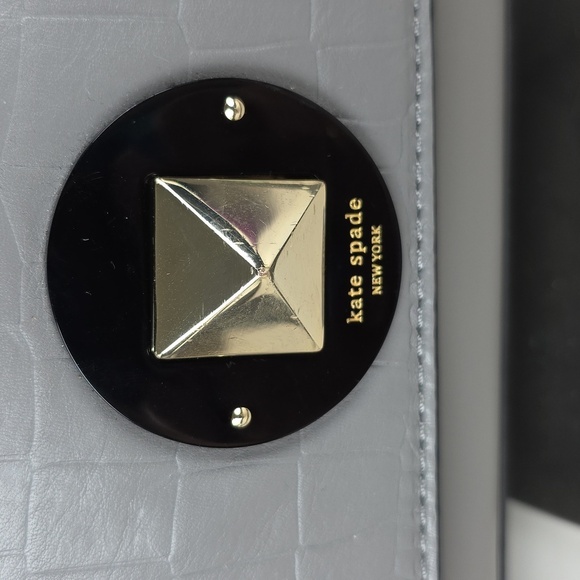 KATE SPADE GRAY BAG VARICK STREET ABBIE EXOTIC LEATHER SUEDE SATCHEL PURSE XBODY - Picture 8 of 16